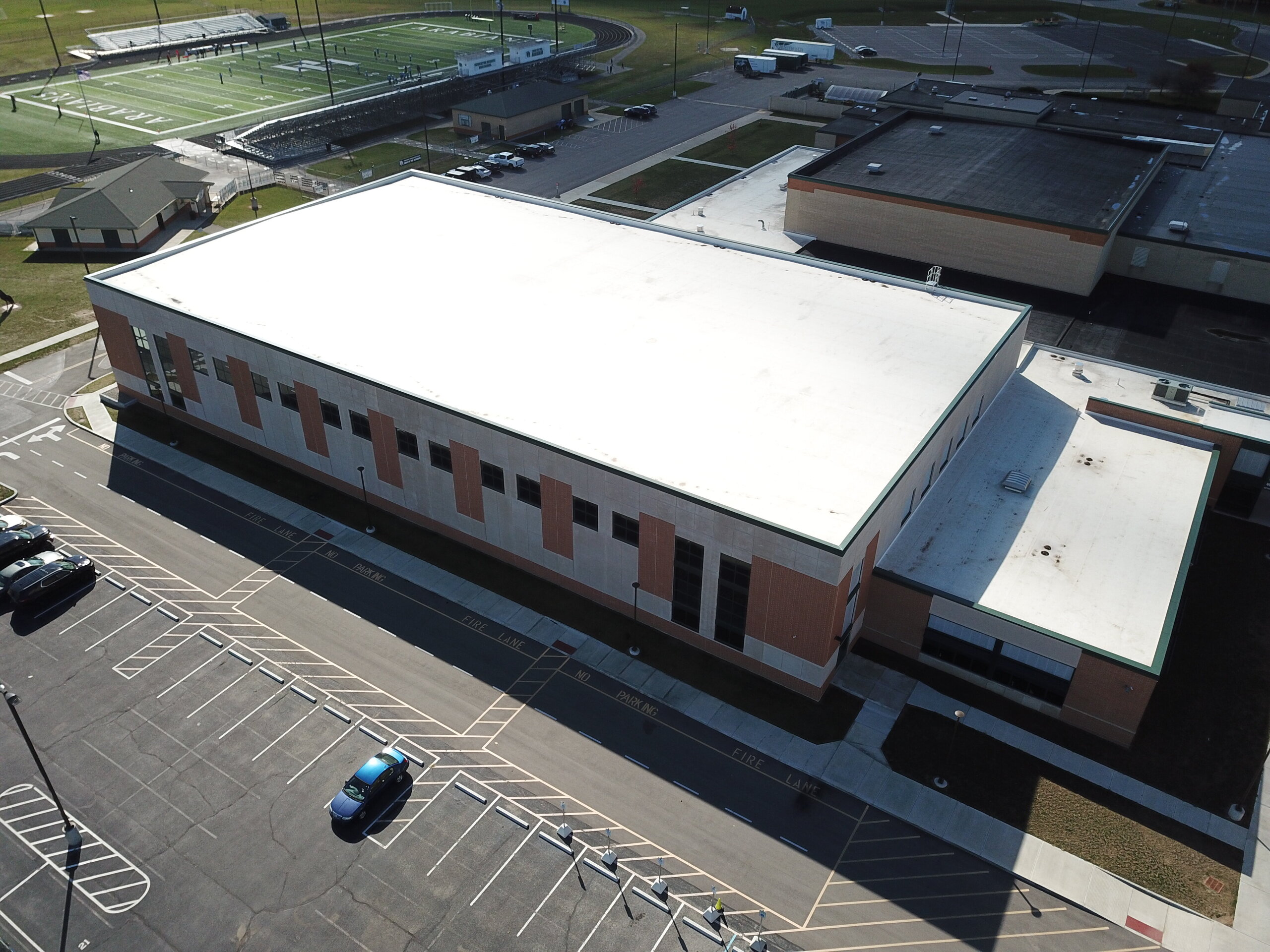 Construction process for Pendleton Heights H.S. Athletic Facility in Pendleton, IN
